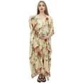 thumbnail image 2 of Bimba Moms Pale Yellow Floral Printed Kaftan With Belt Maternity Maxi Dress-24, 2 of 6