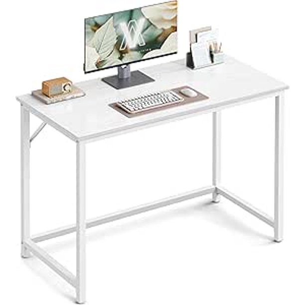 VASAGLE Escritorio, Mesa Oficina y Estación Trabajo, 50 x 100 x 76 cm, Estilo Moderno, Estructura Metal, Blanco Arce y Blanco Nube