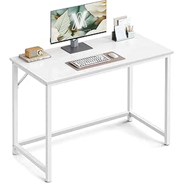 VASAGLE Escritorio, Mesa Oficina y Estación Trabajo, 50 x 100 x 76 cm, Estilo Moderno, Estructura Metal, Blanco Arce y Blanco Nube