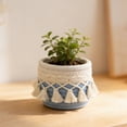thumbnail image 5 of YANDERound Woven Cotton Rope Desktop Storage Basket with Tassel Fringe, 1pc Small Organizer for Makeup Brushes Cosmetics and Home Countertop Use, Storage Baskets for Organizing (Blue), 5 of 5