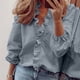 thumbnail image 1 of Pntutb Mujer Casual Color Sólido Volantes Cuello Manga Larga Volantes Camisa Blusa Cuello V Manga Corta Camisa tops Pntutb Pntutb-4726, 1 of 7