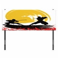 thumbnail image 3 of Japanese Headboard, Watercolor Style Silhouette Ninjas in the Moonlight Medieval, Upholstered Decorative Metal Bed Headboard with Memory Foam, Full Size, Vermilion Mustard, by Ambesonne, 3 of 4