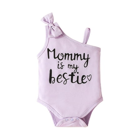 

Jeborah Toddler Kids Baby Girls Fashion Cute Sleeveless Suspender Bow Letter Print Romper Jumpsuit Basic