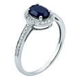thumbnail image 2 of 10k White Gold Genuine Oval Sapphire and Diamond Halo Ring, 2 of 5