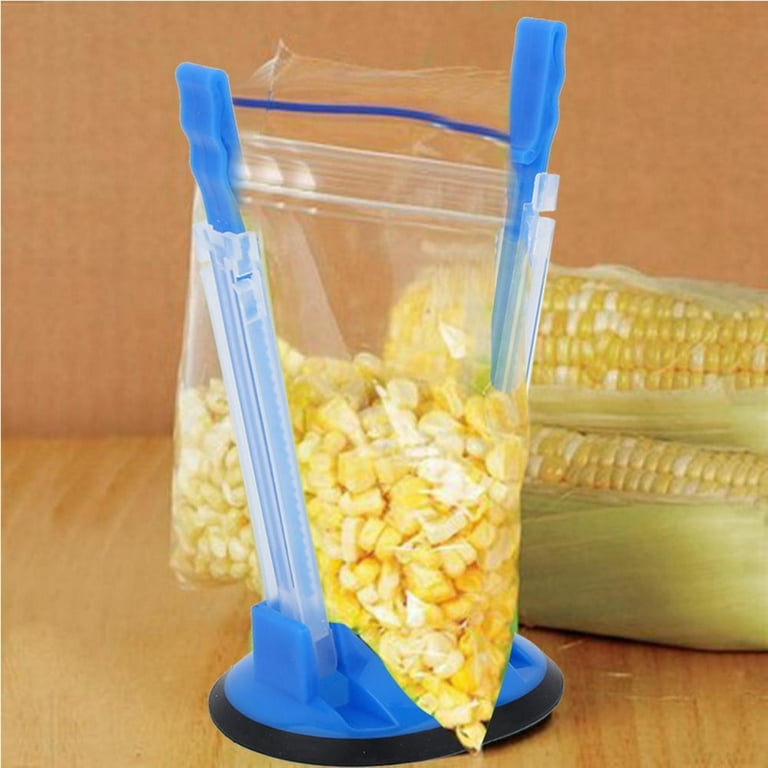 N-A Baggy Rack Stands, 6 Pack, Adjustable Hands Free Clips for Food Storage Bags Plastic Freezer Bags, Bag Holders