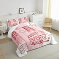 thumbnail image 3 of jejeloiu Cartoon Western Architecture Bedding Comforter Set,Pink Telephone Booth Twin Comforter Sets,Big Ben Bedding Set For Girls Teens,Breathable Home Decor,2 Pieces, 3 of 8