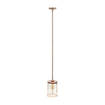 Lalia Home 9.25" Studio Loft 1-Light Adjustable Hanging Clear Glass Pendant Fixture, Rose Gold