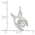 thumbnail image 2 of White Sterling Silver Charm Pendant 21 mm 16 Four Leaf Clover & Wishbone, 2 of 2
