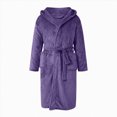 thumbnail image 4 of NOLDARES Mens Hooded Bathrobe Pure Cotton Terry Cloth Long Robe for Men Super Absorbent Quick Drying Spa Robe(Purple,One Size), 4 of 5