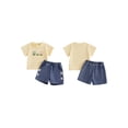 thumbnail image 2 of Loicainy Toddler Kids Girls Denim Shorts Outfits Set 12 18 24 Months 2T 3T 4T 5T Short Sleeve Crew Neck Flower T-shirt with Shorts Summer Clothes Sets, 2 of 9