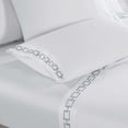 thumbnail image 5 of BNM Chain Links Embroidered Cotton Bed Sheet Set, King, White/Silver, 5 of 8