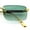 Gold - Green, variant on Mens Luxury Hip Hop Rapper Beveled Rimless Narrow Rectangle Sunglasses Gold - Smoke