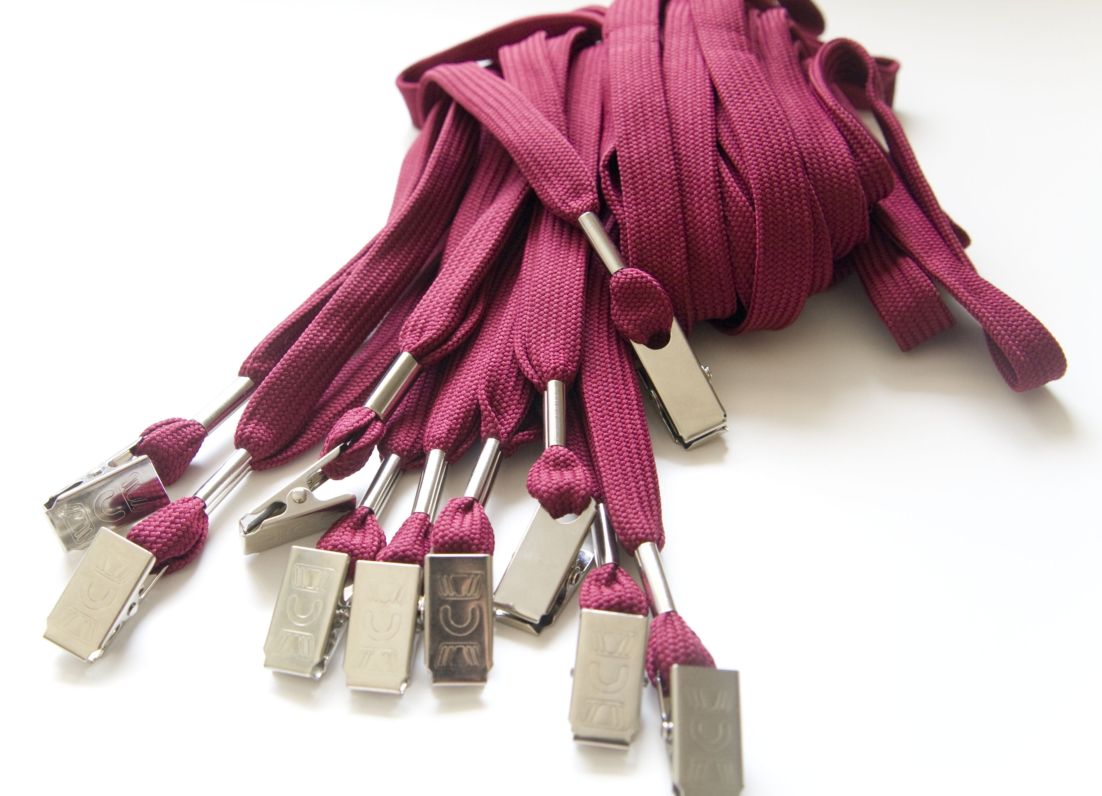 OnDepot Flat ID Neck Lanyards for Badges with Bulldog Clip, Maroon, 100 Pack
