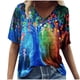 thumbnail image 2 of Puntoco Tallas grandes Mujer Manga corta Impreso Cuello en V Tops Camiseta Blusa Puntoco Puntoco-4062, 2 of 4