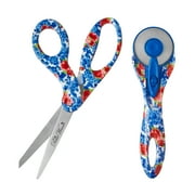 The Pioneer Woman Blue Heritage Floral 45mm Rotary & 8"-Pointed Scissor Set, High School