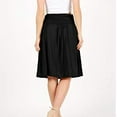thumbnail image 3 of Mrat Linen Skirt Women Midi Skirt with Pockets Below the Knee Length Ruched Waisted Flowy Midi Skirt Cute Skirts for Women S-100 Black 3XL, 3 of 7