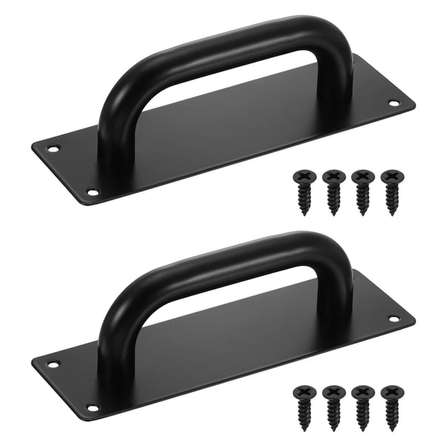 2Pcs 8" Mango de Puerta Corrediza de Granero Acero Inoxidable, Mango de Puerta de Cobertizo de Alta Resistencia, Tiradores de Puerta de Armario para Cocina, Baño, Garaje, Negro Cuadrado