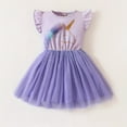 thumbnail image 4 of WIBACKER Toddler Kids Girls Unicorn Dress Short Sleeve Summer Casual Tutu Tulle Dresses, 4 of 8
