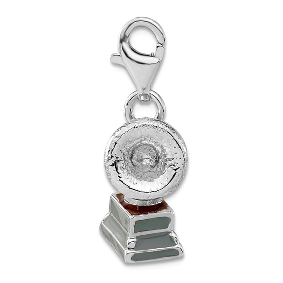 925 Sterling Silver Fancy Lobster Closure 3-D Polished Phonograph With Lobster Clasp Charm 24x12mm Pendant Necklace for