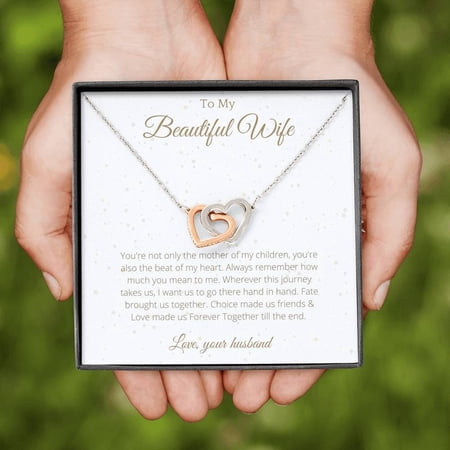 Interlocking Hearts Necklace, Husband To Wife , Wife Necklace , Anniversary Wife, Wife Necklace Message Card, Wife 119, Multi Interlocking Heart Necklace