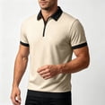 thumbnail image 4 of Men Tshirts Cotton Dqueduo Men's summer loose daily breathable lapel shirt Khaki XXXL, 4 of 5