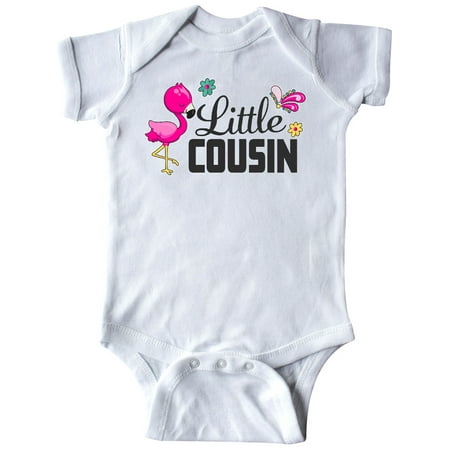 

Inktastic Little Cousin with Flamingo and Flowers Gift Baby Girl Bodysuit