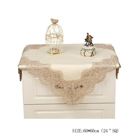 

1pc Lace Trim Plants Print Tablecloths Multicolor Tablecloths