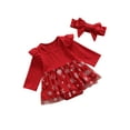 thumbnail image 2 of Tretra Baby Girl Christmas Outfit, Snowflake Long-Sleeve Romper Dress + Headband, 2 of 7