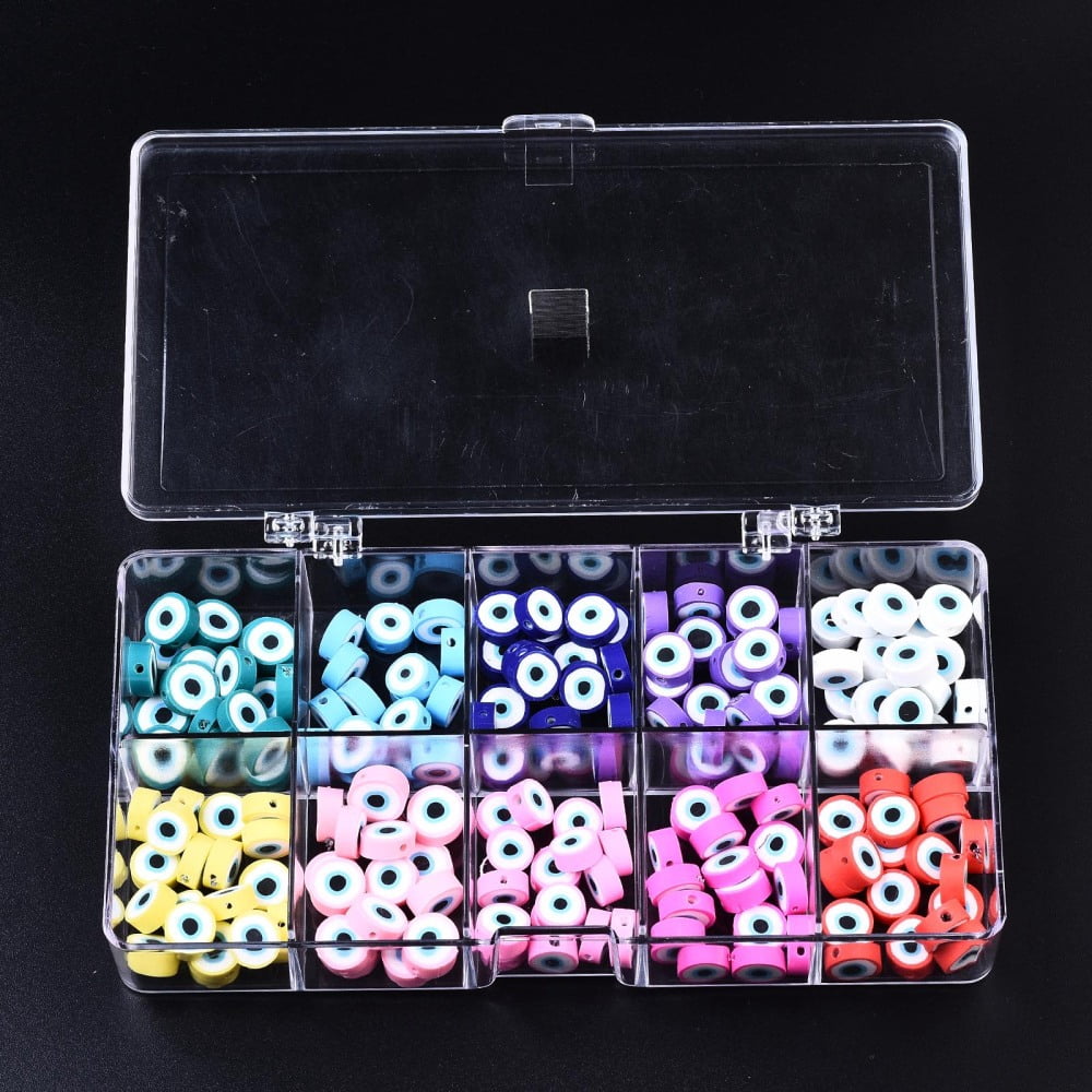 10 pc Polystyrene Bead Storage Containers with 10 Compartments Organizer boxes and Hinged Lid for Jewelry Beads Earring Container Tool Fishing Hook Small