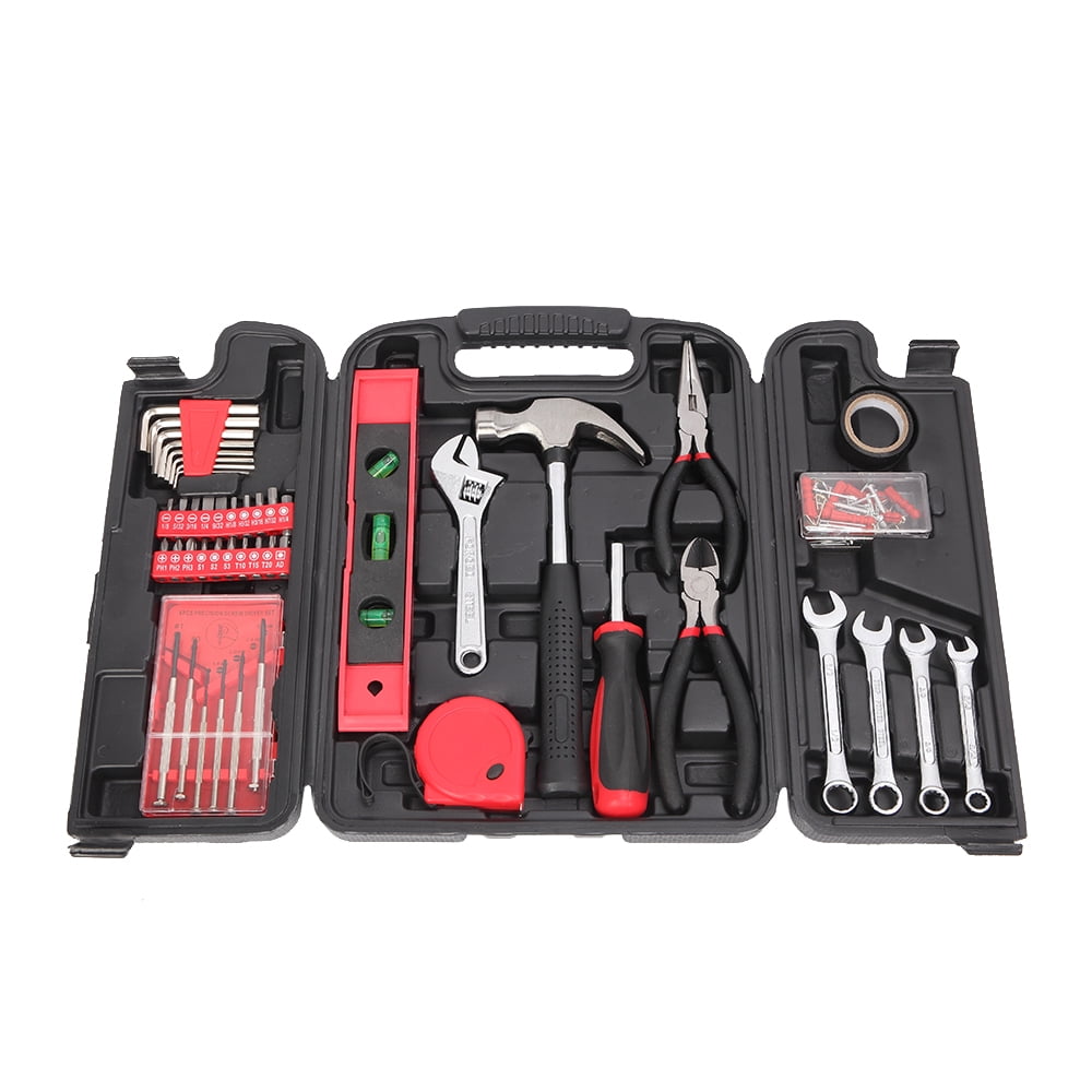 Bits and Tool box Storage Case Wrenches Hammer Office 57-Piece Small Home Tool Kit Apartment with Pliers Household Repair Tool Set Includes All Essential Tools for Home 