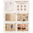 thumbnail image 3 of Homde Caja de joyería enorme de cuero sintético, organizador de relojes con espejo, collar, anillo, pendiente, estuche de regalo con cerradura (blanco + dorado), 3 of 5
