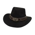 thumbnail image 4 of Sombrero de vaquero moda cálido sombrero de protección ar para montar fijación temática de senderismo Negro, 4 of 8