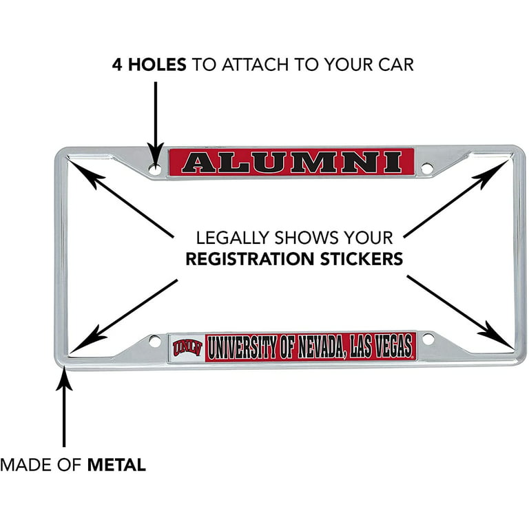 University of Nevada Las Vegas UNLV Rebels NCAA Metal License Plate Frame  For Front Back of Car Officially Licensed (Alumni) 