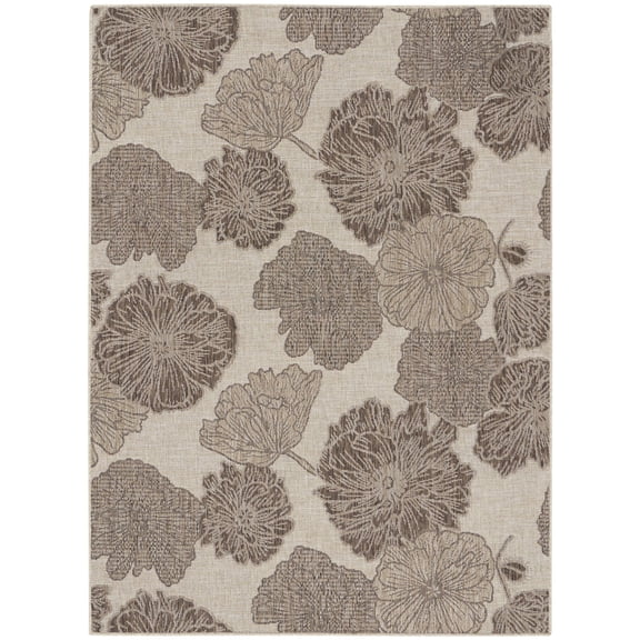 Nourison 5' x 7' Garden Oasis Floral Flatweave Indoor Outdoor Area Rug Natural