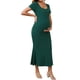 thumbnail image 2 of Vestido de maternidad INSPIRE CHIC para mujer, con dobladillo de cola de pez, ajustado y de canalé, vestido maxi para antes, durante y después del embarazo, color verde, talla M, 2 of 6
