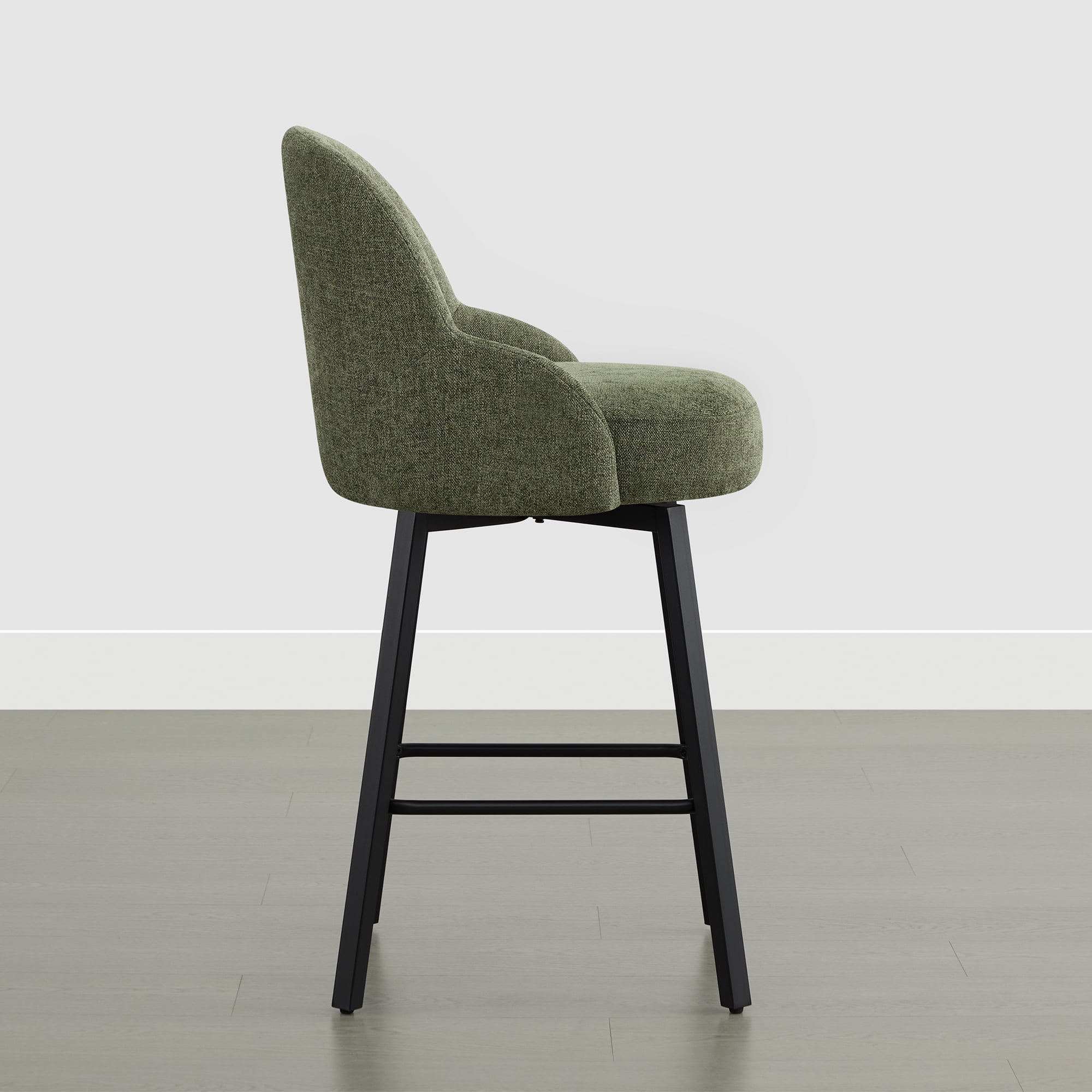 Spruce & Spring Counter Height Swivel Bar Stool with Upholstered Seat and Footrest Set of 2, Moss green