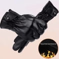 thumbnail image 2 of harmtty Winter Cycling Gloves Men Women Black Faux Leather Wind Resistant Gloves Warm Fleece Lined Gloves for Driving Outdoor Activities, 2 of 7