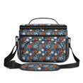 thumbnail image 2 of Football and Basketball Blue Pattern Insulated Lunch Box for Women Men, Medium Leakproof Cooler Bag with Adjustable Strap, 10"x6.7"x8", 2 of 6