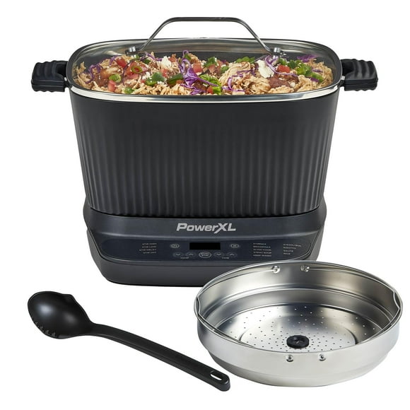 STIRMAX PLUS Olla múltiple digital de 7,5 cuartos con paleta automática para revolver y triturar, preajustes programables 9 en 1 para saltear, dorar y dorar alimentos antes de cocinar a fuego lento -