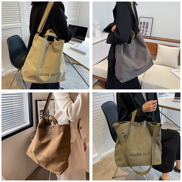Large Canvas Bag Women Shoulder Handbag Female Letters Reusable Shopping Ladies Grocery Designer Tote Bag Black