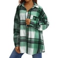 thumbnail image 4 of UVN Plaid Shirts for Women Flannel Long Sleeve Shacket Jacket Ladies Shirt Button Down Top Casual Coats, 4 of 7