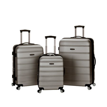 Rockland Melbourne 3pc Expandable ABS Spinner Luggage Set - Silver