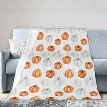 Fall Throw Blanket Autumn Pumpkin Blanket Thanksgiving Decor Soft Orange White Pumpkins Fleece Flannel Throws Cozy Plush Fall Decor Throw Blanket for Living Room Couch Sofa Bed Adults Kids 50"x60"