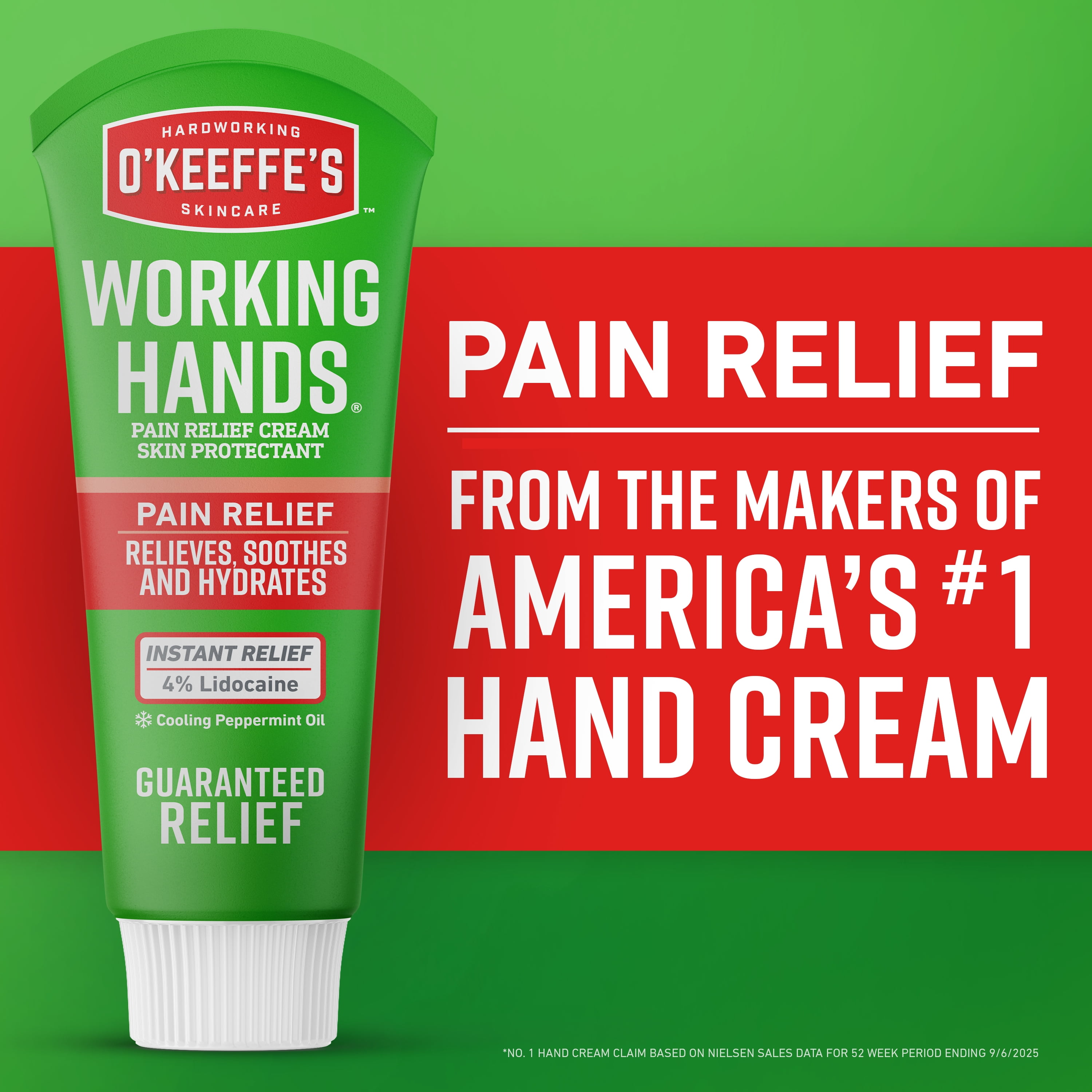 O'Keeffe's Working Hands Lidocaine Pain Relief Cream, Maximum Strength, 3 oz