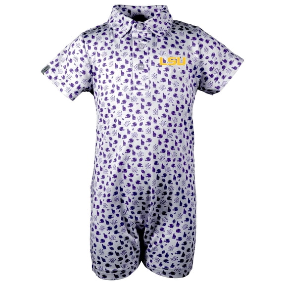 Infant Garb White LSU Tigers Earnest-Polo Romper