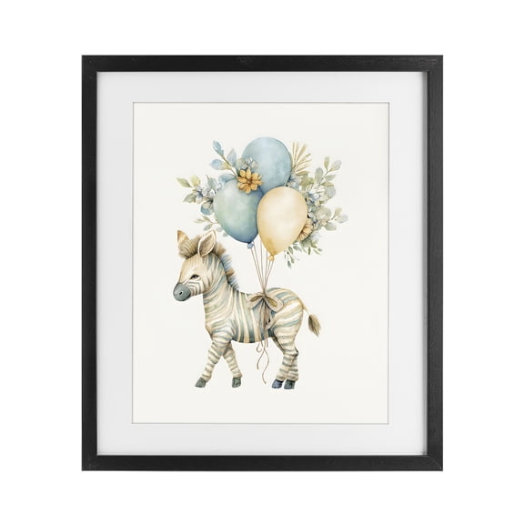 Stupell Industries Eclectic Watercolor Nursery Zebra Black Framed Print Under Glass, 13 x 16, by LSR Design Studio