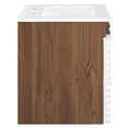thumbnail image 4 of Wall Mount Sink Vanity Cabinet, White Walnut, Wood, Mid Century Hotel Bedroom Bathroom, Modern Contemporary HB33373, 4 of 9