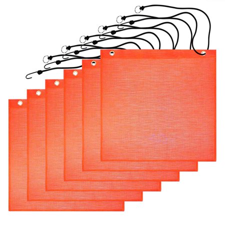 US Cargo Control Red Jersey Mesh Safety Flag 18"x20" With 35" Bungee Cord - DOT Compliant, 4-Pack For Overhanging Loads