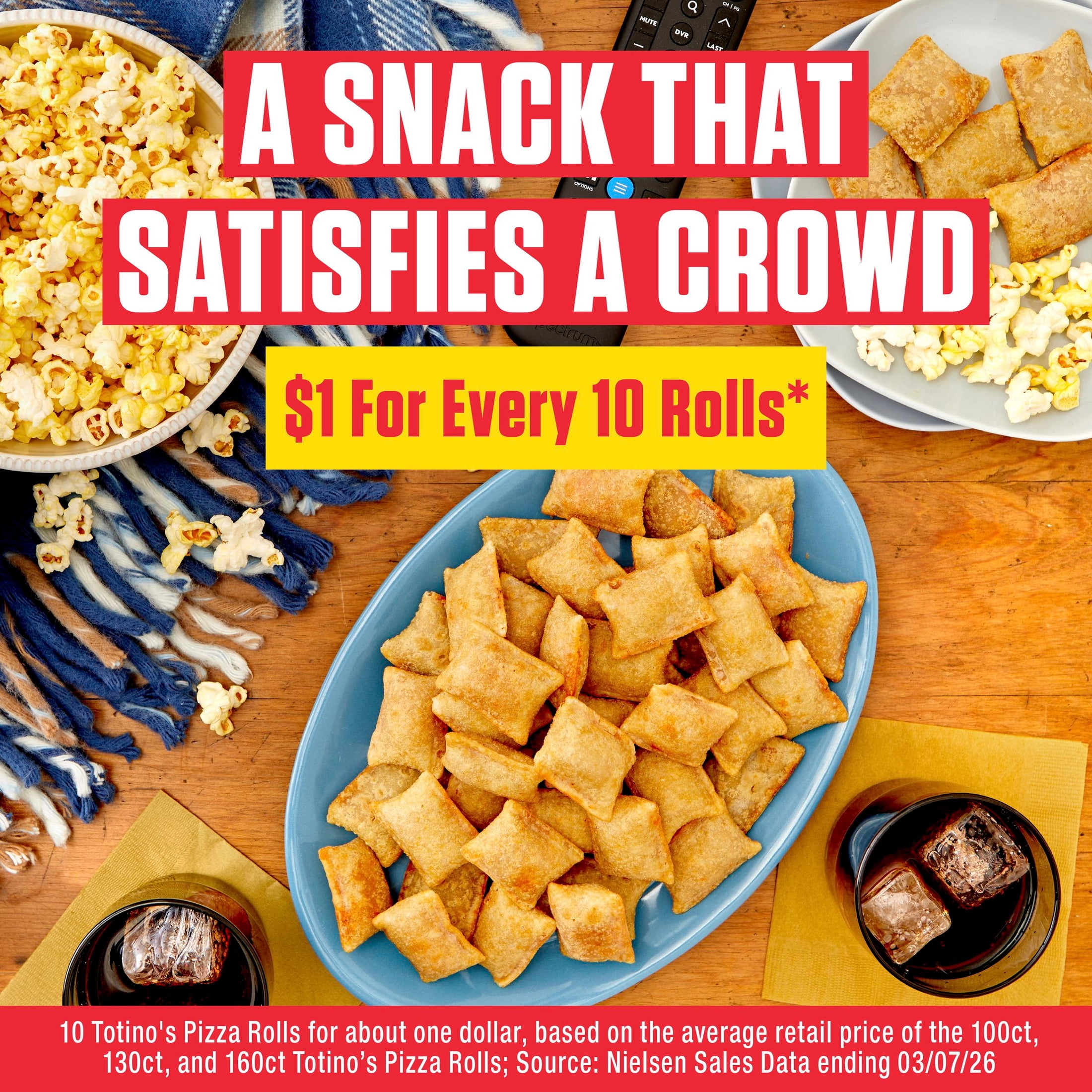 Totino's Pizza Rolls, Triple Cheese Pizza Flavored, Frozen Appetizers, 100 Rolls, 48.8 oz