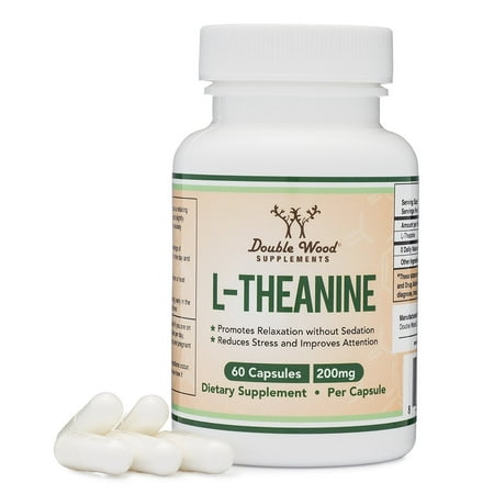 L-Theanine 200mg Capsules (Third Party Tested) Made in the USA, 60 Capsules by Double Wood
